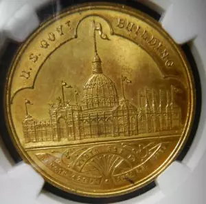 1893 World's Columbian Expo - Gilt Official Medal-Small Letters HK-155 NGC MS63 - Picture 1 of 3