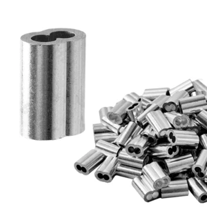Wire Rope Aluminium Steel Cable Ferrules Crimping Sleeve Round Double Hole Clamp - Picture 1 of 6