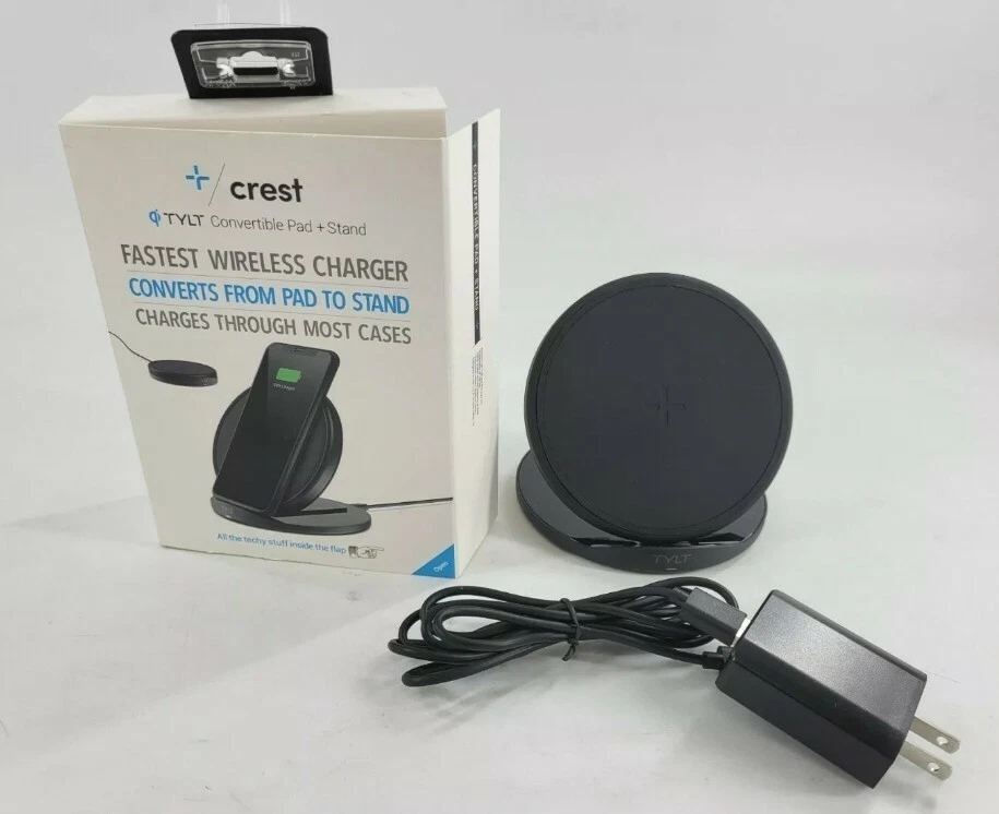 Crest TYLT Convertible Pad Stand Fastest Wireless Charger Black 061