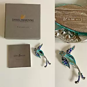 Swarovski signierter Schwan 925 silberblau kristall VOGEL of PRADISE Bokali Brosche neu in Verpackung - Bild 1 von 11