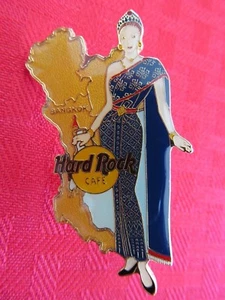 Hard Rock Cafe SE Pin BANGKOK Thai Fashion Lady NEW/Orig Bag RARE Blue Dress Map - Picture 1 of 8