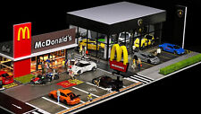 1/64 Diorama Car Garage Model LED Lighting City Street View Building Scene Model