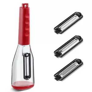 Vegetable peeler with storage container with 3 interchangeable blades - Foto 1 di 8