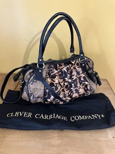 CLEVER CARRIAGE Doctors Satchel Handbag W/ Haircalf Leopard Print Snakeskin NEW - Picture 1 of 9