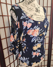 CHARLOTTE RUSSE floral rayon blue blouse- size  S