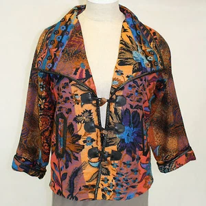 Parsley & Sage Plus Tapestry Horn button Lined Jacket Cardigan Coat 1X Warm - Picture 1 of 8