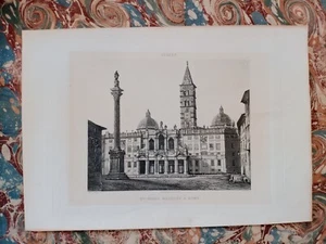 Rome Basilica Santa Maria Maggiore original aquatint 1840 antique print - Picture 1 of 3