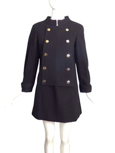 YVES SAINT LAURENT- 1970s Black Wool Coat Dress, Size 6 - Picture 1 of 5