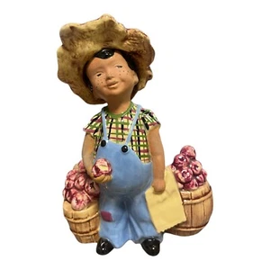 RARE VTG 1947/48 McCARTY BROS. CALIFORNIA POTTERY PLANTER FARM BOY APPLES SIGNED - Picture 1 of 6