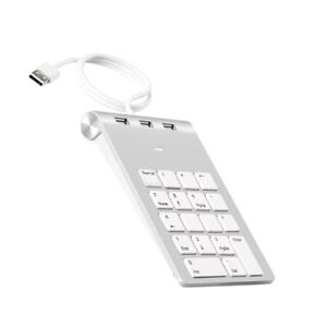 USB Numeric Keypad 18Keys Mini USB2.0 Hub Digital Keyboard Ultra Slim Number Pad