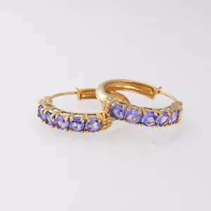 10 Karat Gold Iolith Creolen lila blau Edelstein Gelbgold fein Nachlass - Bild 1 von 17