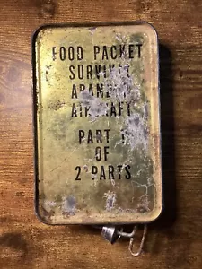 Paquete de alimentos vacío de la era de la guerra de Vietnam 1968 supervivencia abandono avión ración lata - Imagen 1 de 5
