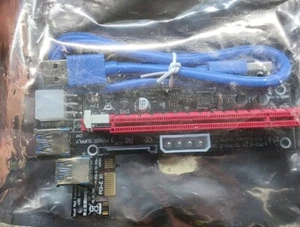PCI-E 1x to 16x Powered USB3.0 GPU Riser Extender Adapter Card - Picture 1 of 2