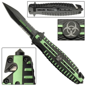 Zombie Killer Assisted Tactical Folding Pocket Knife Spear Point - Belt Cutter - Picture 1 of 10