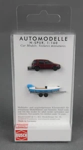 BUSCH 8334 (Spur N,1:160) Set: Mercedes M-Klasse mit Boot auf Trailer - NEUWARE! - Bild 1 von 3