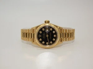 LADIES ROLEX OYSTER PERPETUAL DATEJUST 69178 WRISTWATCH DIAMOND DIAL 18K GOLD - Picture 1 of 11