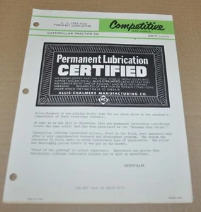 Caterpillar 1959 tractor máquinas competitivas folleto certificado - Imagen 1 de 1