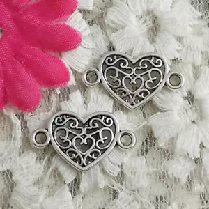 Envío gratuito 120 piezas conectores antiguos de corazón plateado 21X12 mm H-5177 - Imagen 1 de 4