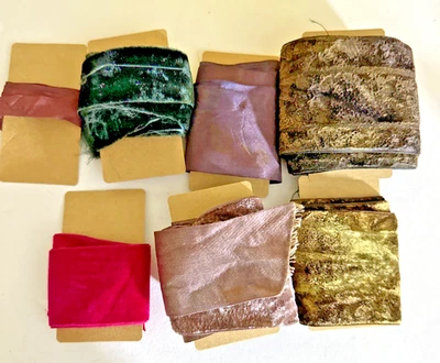 LOT OF 7 Antique Ribbon's Velvet Satin - Image 1 of 4