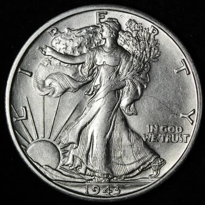 1943-S Walking Liberty Silver Half Dollar AU E375 GKNN - Image 1 of 2