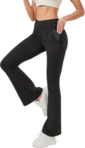 Leggings with Pockets for Girls Solid Black Stretch High 11 Years, - Picture 1 of 8