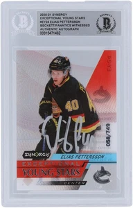 Elias Pettersson Canucks Signed 2020-21 Upper Deck Synergy #EY-24 #/749 BAS Card - Picture 1 of 3