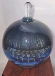 R. Burch mundgeblasen klar/blau Parfüm Flakon mit kontrollierten Blasen + SM-Stopfen - Bild 1 von 8