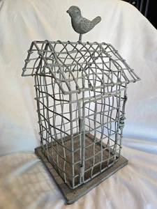Rustic Farmhouse Galvanized Bird Birdhouse Primitive Folk Art Shabby Kitchen - Picture 1 of 12