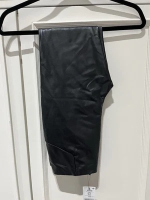 Next Petite Women's Faux Leather Trousers Size 10R - Black - Image 1 of 4