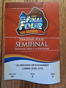 2008 Final Four Semi Ticket Stub Kansas Memphis UCLA North Carolina Basketball - Picture 1 of 3