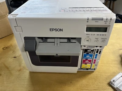 Epson TM-C3500 w/ AC Adapter AS-IS has cracked housing SEE PHOTOS - Image 1 of 4