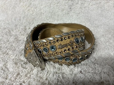 Vaquera Kippy’s Marrón Cuero Tostado y Azul Cristal Swarovski Estrás SIN HEBILLA Foto 1 de 4