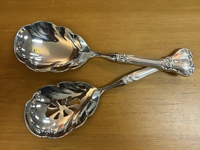 毛巾纯银餐具,Old Master,开槽穿孔服务勺子套装 — 第 1/4 张图片