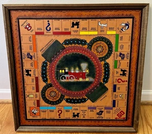 Tablero monopolio de cuero vintage mecanizado a mano 21x21 pulgadas único en su clase - Imagen 1 de 8