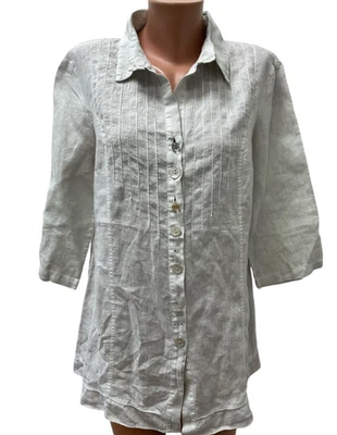 BOTTEGA - ELISA CAVALETTI Talla 2XL / XXL LINO Blusa Top Túnica Camisa Beige Foto 1 de 4