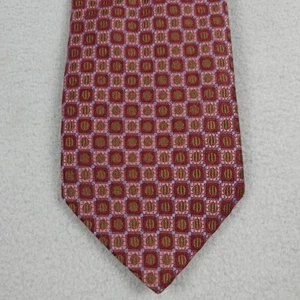 Cravatta da collo Ted Baker London rossa rosa quadrati 100% seta designer Preppy USA - Foto 1 di 7
