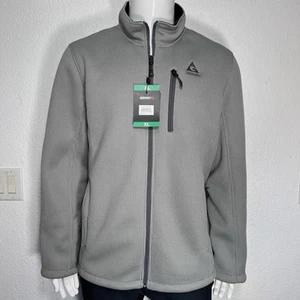 Gerry XL Full Zip Thermal Fleece Jacket Gray Grid Knit Outdoor Layer Hiking Core - Picture 1 of 10