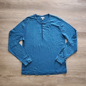 Camiseta J Crew Tejida Henley Azul Manga Larga Para Hombre Talla Grande Delgada - Imagen 1 de 10