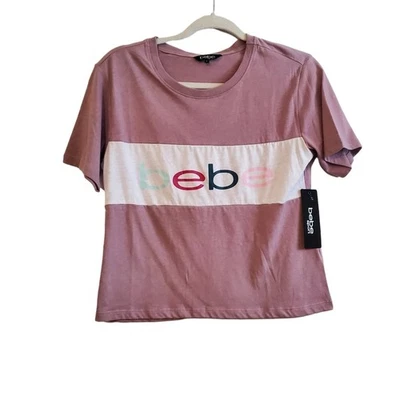 CAMISETA BEBE TALLA PEQUEÑA TOP BOXY FIT LOGO RAYAS MEZCLA ALGODÓN PÚRPURA Y BLANCO Y2K Foto 1 de 4