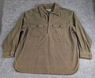 Eddie Bauer Vintage Verde Pana Pullover Chaqueta Camisa Mujer XL 1/4 Cremallera Foto 1 de 4