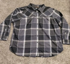 Alaskan Hardgear Shirt Women’s 2XL Black Gray Plaid Midnight Sun Wool Blend Logo - Picture 1 of 8