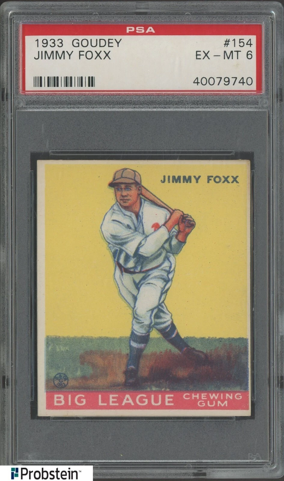 1933 Goudey #154 Jimmy Jimmie Foxx RC Rookie HOF PSA 6 " LOOKS NICER "