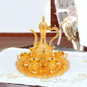 Turkish Tea Set Vintage Coffee Set W/ Pot +6 Cups for Wedding Christmas Birthday - Picture 1 of 20