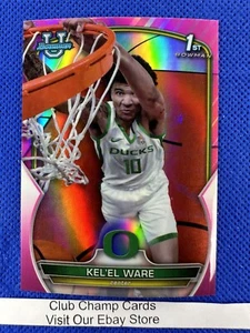 2023 #68 Kel'el Ware Bowman University Chrome 1st Pink Refractor Oregon Ducks - Picture 1 of 2