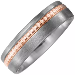 Ring Titanium Partner Made from Matte Gold Stripes 750 Rose - Picture 1 of 1