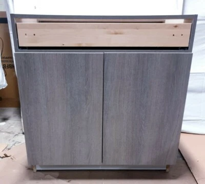 Основание раковины для туалетного столика 2 двери с 1 ящиком - серое  - Изображение 1 из 4