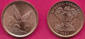 SOUTH AFRICA 2 CENTS 1997 UNC AFURIKA-TSHIPEMBE,VENDA LEGEND,EAGLE WITH FISH IN - Picture 1 of 1