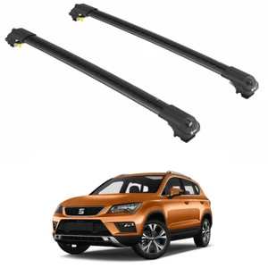 Fit for SEAT ATECA SUV 2016+ Roof Rack Cross Bars Black set - Picture 1 of 24