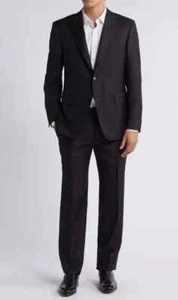 CANALI Classic Fit 100% Wool Suit, Solid Black, Model 13290, Size 38 R (48 EU) - Picture 1 of 10