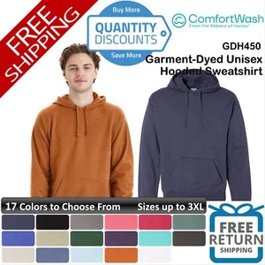 Comfortwash By Hanes Men Garment-dyed Unisex Hooded Sweatshirt Up To 3XL Gdh450 - Picture 1 of 105